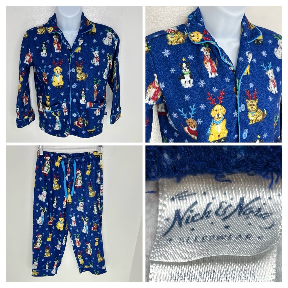 Nick & Nora Kids Winter Holiday Dog Pajamas Size Small 6/7 Cozy Winter Christmas